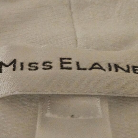 Miss Elaine white robe green floral embroidery pockets zip up L - Picture 12 of 12